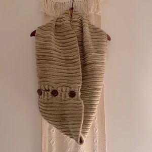 Beige Infinity Scarf with Buttons
